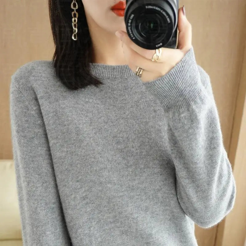 Autumn And Winter Thin Sweater Women's Round Neck Pullover Casual Knitted Top Women's Short Underlay Fashion 18 Colors