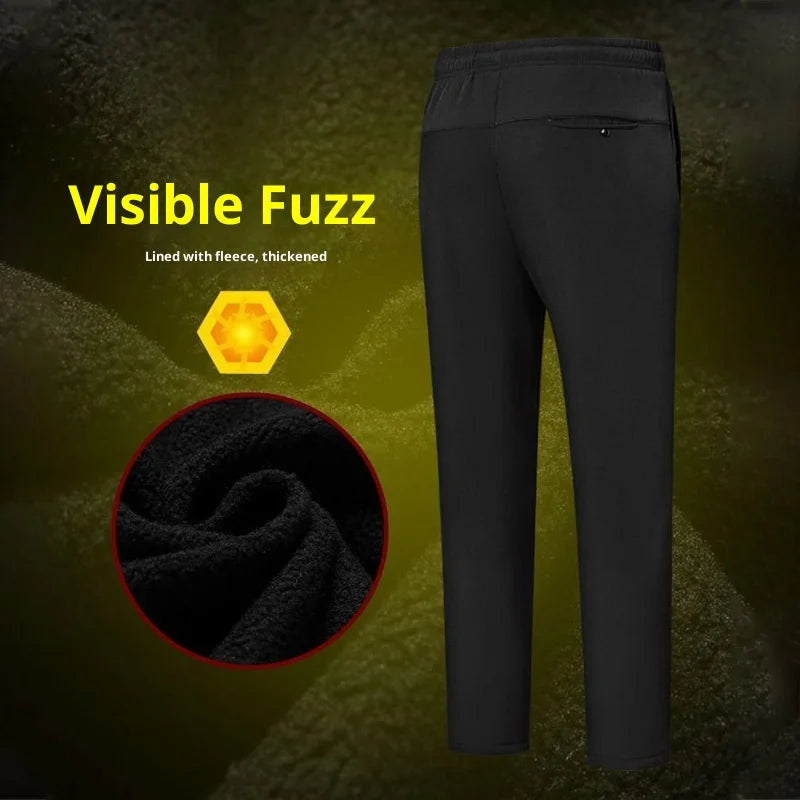 Winter Thickened Fleece Lined Windproof Warm Casual Men's Pants Fashionable Motorcycle Street Gear Comfortable Biker Trousers