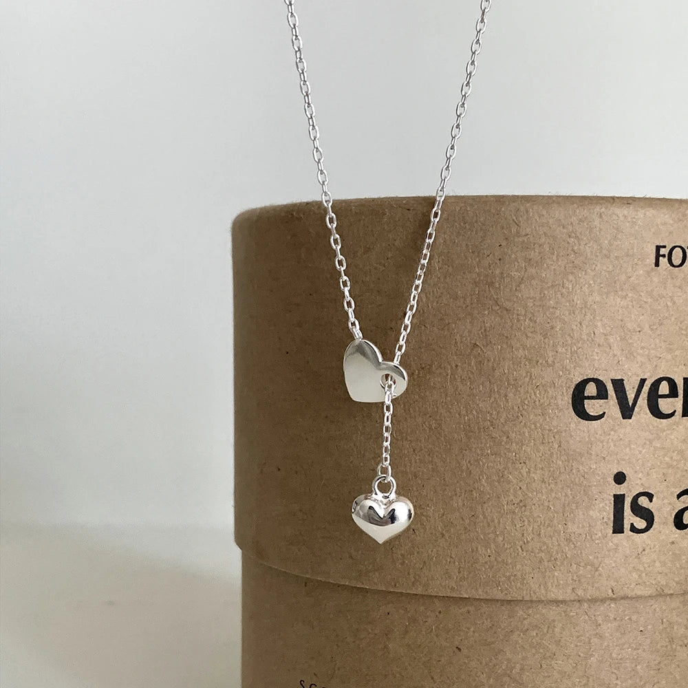 925 Sterling Silver Necklace Heart Pendant Love Adjustable Choker Elegant for Women Girl Jewelry Gift Dropshipping Wholesale