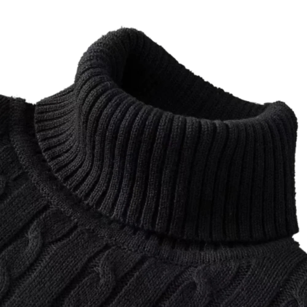 New Men's Turtleneck Sweater Solid Color High Neck Pullover Knitted Sweaters Casual Elastic Sweatwear Mens Fall Winter