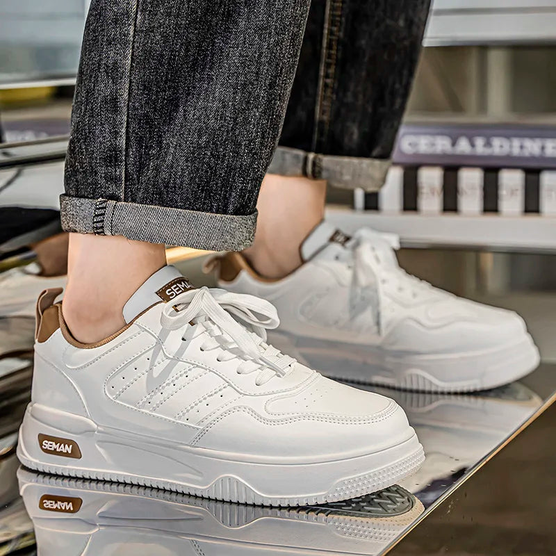 Students' white shoes four season breathable soft-sole non-slip men's casual flat shoes fashion youth outdoor sports board shoes