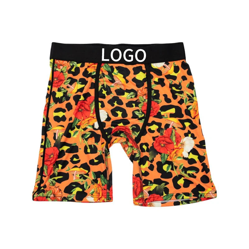 Sexy Men Underwear Mesh Breathable Crotch Mens Underpants Men's Panties Plus Size L-2XL Man Boxershorts Printed Men Boxer Briefs