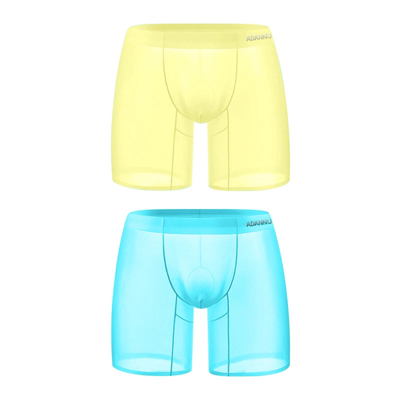 1/2/3 PCS Men's Ice Silk Boxers Transparent 0.01 Ultra-thin Fabric See Through Seamless Underwear antibacterial Boxer Shorts
