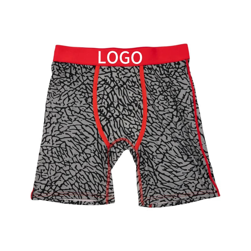Sexy Men Underwear Mesh Breathable Crotch Mens Underpants Men's Panties Plus Size L-2XL Man Boxershorts Printed Men Boxer Briefs