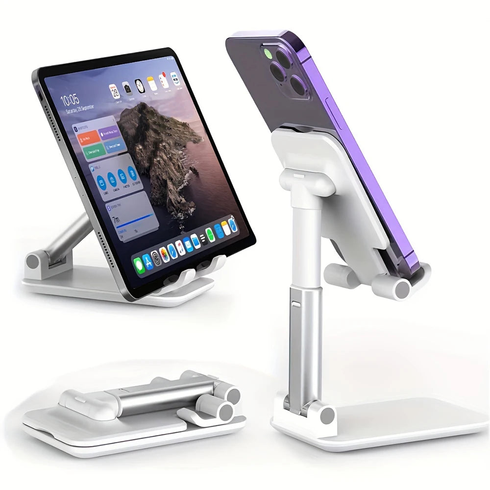 2pcs Adjustable Phone Stand Holder, Foldable Desk Stand for 4-8" Devices, Height & Angle Adjustable, Universal for iPhone Tablet