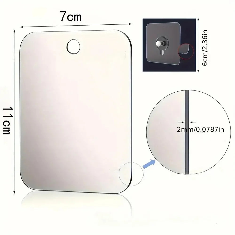 Bathroom Anti Fog Mirror Fogless Acrylic Shower Mirror with Wall Hook Portable Vanity Mirror for Men Shaving Women Makeup Travel