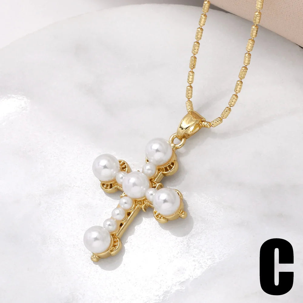 Round San Benito Necklaces for Women Gold Plated Cross Necklaces Religious Amulet Jewelry Gifts nkev31