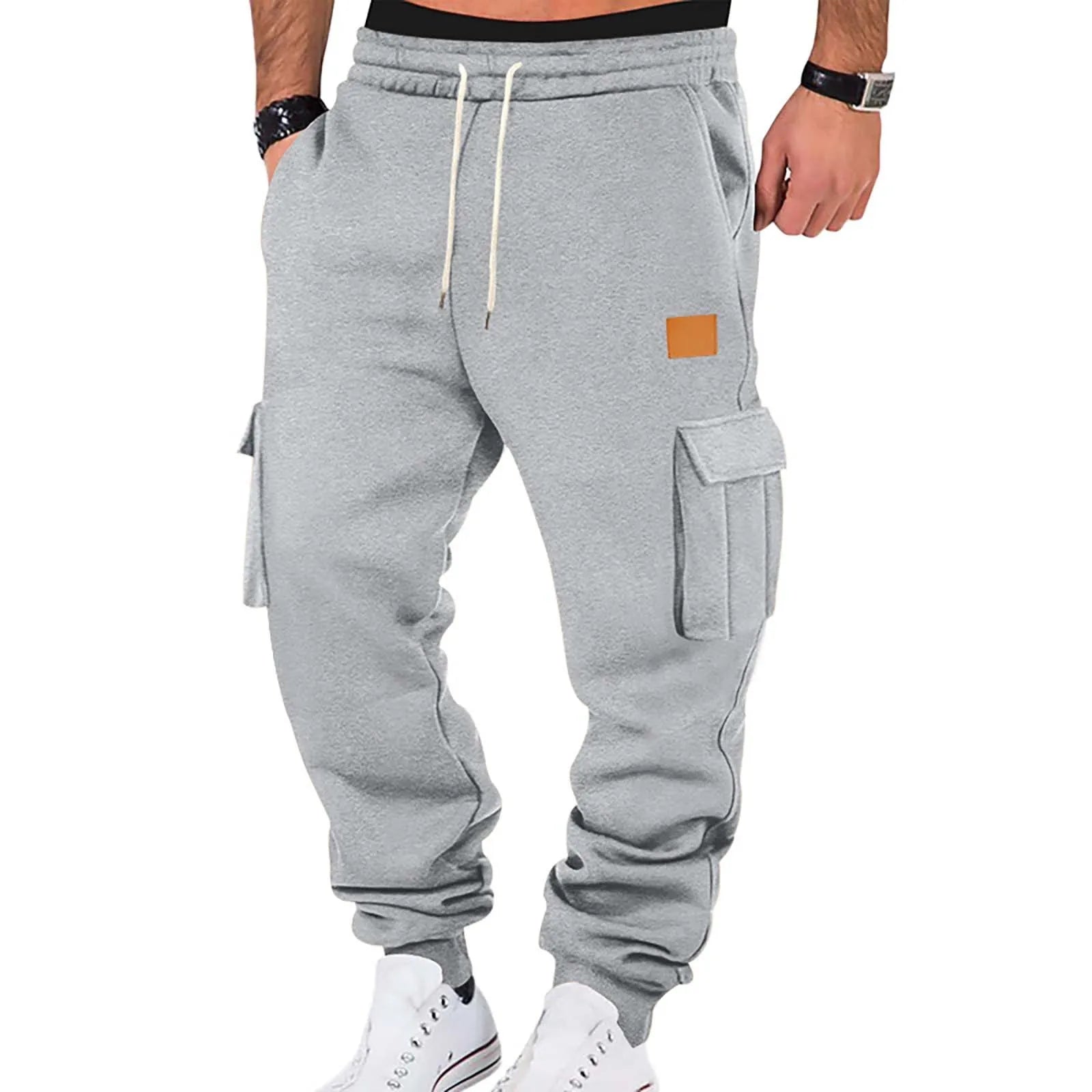Men's Cargo Pants 2025 New Casual Loose Autumn Winter Straight Baggy Pants Multi-Pockets Solid Color Pinting Sweatpants ﻿