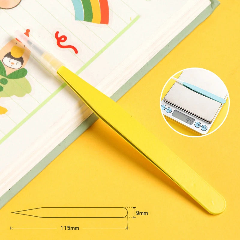 Stainless Steel Straight Curved Tweezers Colorful Pink Blue Purple DIY Eyelash Tweezer Nail Art Sticker Rhinestones Picking Tool