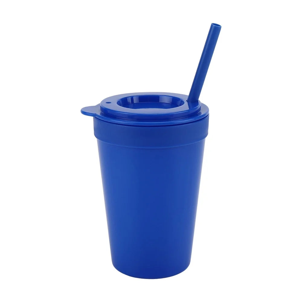 4-Pack 15oz Plastic Tumblers with Lids Straws Dishwasher Safe Spill Proof Kids Drinkware Set Perfect Picnics Playdates