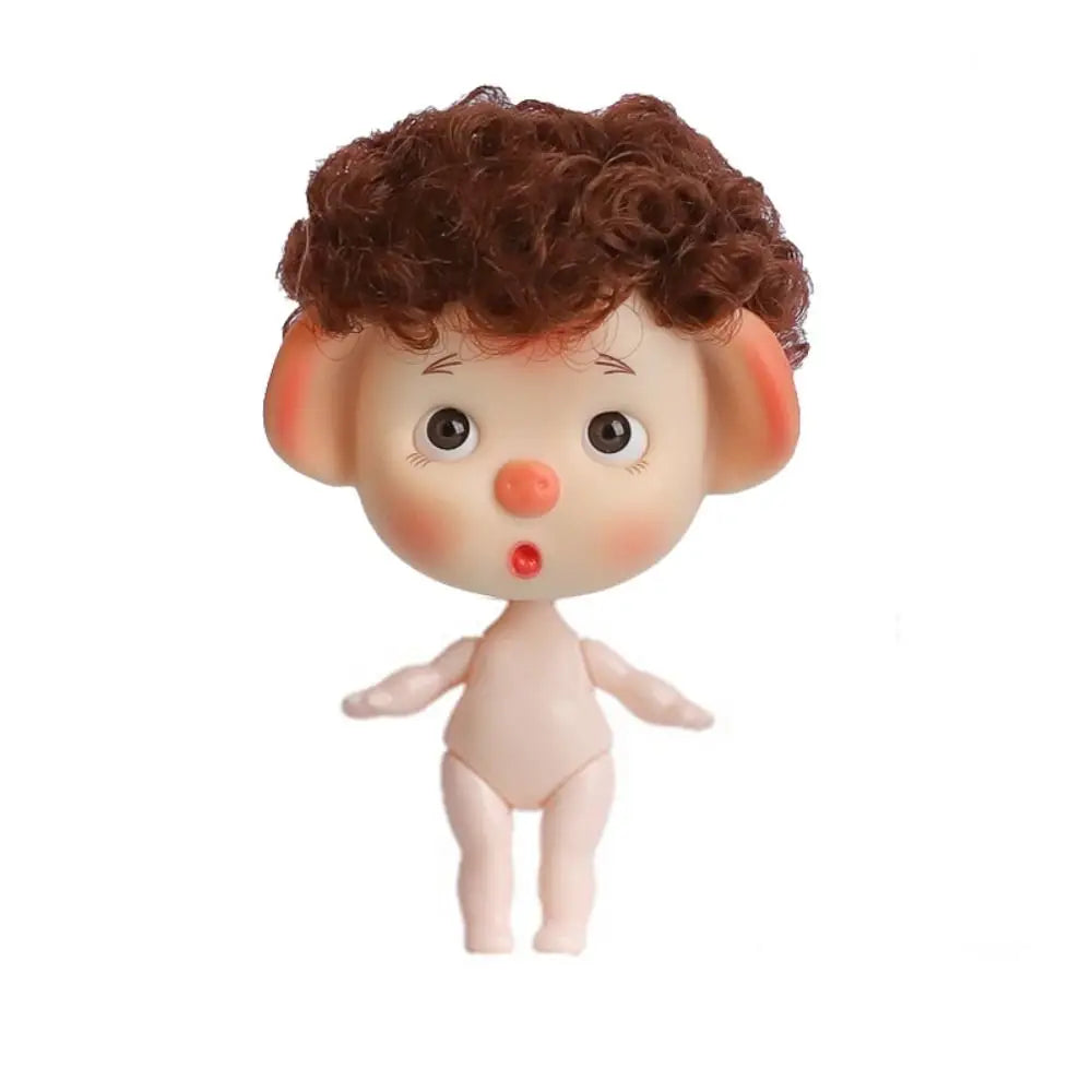 Beautiful 1/12 BJD Movable Joint Doll Body Toys Moveable Nude 12 Ball Jointed Doll Pig Head 3D Doll Head with Hair Gift