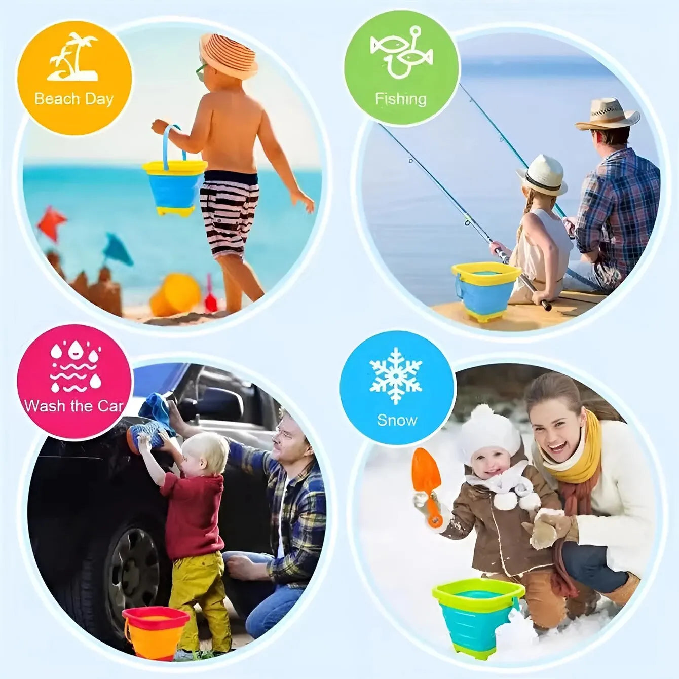 Children's Collapsible Bucket Dredging Sand Multi-functional Portable Beach Water Toy